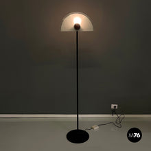 画像をギャラリービューアに読み込む, Floor lamp in glass and black metal, 1980s