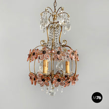 Load image into Gallery viewer, Chandeliers in pink glass and brass, early 1900s