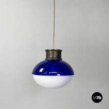 Load image into Gallery viewer, Chandelier in blue and white plexiglass, 1970s