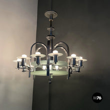 Charger l'image dans la galerie, Chandelier with twelve lights in metal and glass, 1920s