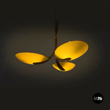 画像をギャラリービューアに読み込む, Chandelier in glass and brass, 1950s