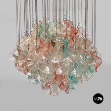 Charger l'image dans la galerie, Murano glass and brass chandelier, 1980s
