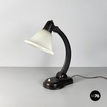 将图片加载到图库查看器,Table lamp in opaline glass and bakelite, 1940s