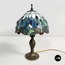 Load image into Gallery viewer, Table lamps in colored glass and brass, 1980s