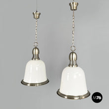 Charger l'image dans la galerie, Chandeliers in opaline glass and metal, 1960s
