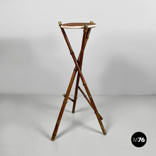 Load image into Gallery viewer, Pedestal in brown leather and bamboo, 1930s