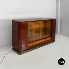 Load image into Gallery viewer, Bar cabinet with lamp in wood, mirror and glass, 1930s