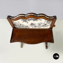 Load image into Gallery viewer, Fire screen in black and white fabric and wood, early 1900s