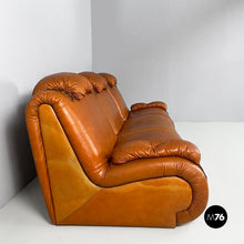 Carica l'immagine nel visualizzatore di Gallery, Modular brown leather sofa, 1970s