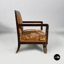 Load image into Gallery viewer, Armchairs in velvet and wood, 1930s