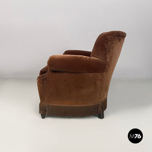 Carica l'immagine nel visualizzatore di Gallery, Armchairs in brown velvet, 1930s