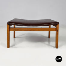 Load image into Gallery viewer, Poufs in brown leather and wood, 1960s
