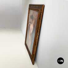 画像をギャラリービューアに読み込む, Painting with finely crafted wooden frame, 1800-1900s