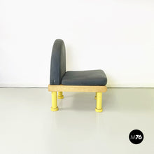 将图片加载到图库查看器,Chair in gray velvet, briar wood and yellow metal, 1980s