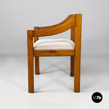 Load image into Gallery viewer, Chairs in wood and beige fabric, 1970s