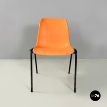 画像をギャラリービューアに読み込む, Stackable chairs in orange plastic and black metal, 2001