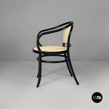 Load image into Gallery viewer, Chairs in straw and black wood, 1970s