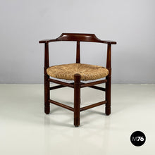 画像をギャラリービューアに読み込む, Tub chairs in straw and wood, 1970s