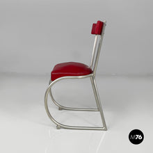 将图片加载到图库查看器,Chairs in red faux leather and metal, 1930s