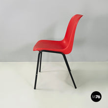 画像をギャラリービューアに読み込む, Stackable chairs in red plastic and black metal, 2000
