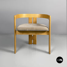 Charger l'image dans la galerie, Tub chairs in wood and beige velvet, 1980s