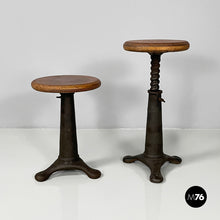 Load image into Gallery viewer, Stools in wood and cast iron, 1930s