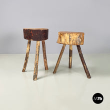 画像をギャラリービューアに読み込む, Rustic table stools in wood, 2000s