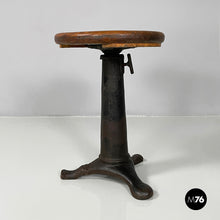 Load image into Gallery viewer, Stool in cast iron and wood, 1930s