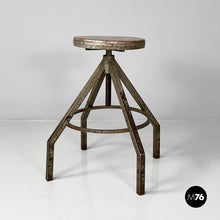 Load image into Gallery viewer, Stool in grey wood and metal, 1950s