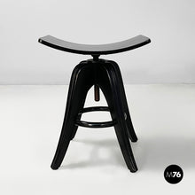 Load image into Gallery viewer, Black wooden stool, early 1900s