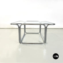 画像をギャラリービューアに読み込む, Coffee tables in glass and chromed steel, 1970s