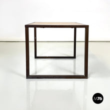 画像をギャラリービューアに読み込む, Square coffee table in travertine and metal, 1970s