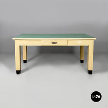Load image into Gallery viewer, Dining table in white and aqua green wood, 1940s