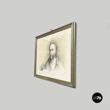 Carica l'immagine nel visualizzatore di Gallery, Portrait of a man in pencil on paper, 1960s