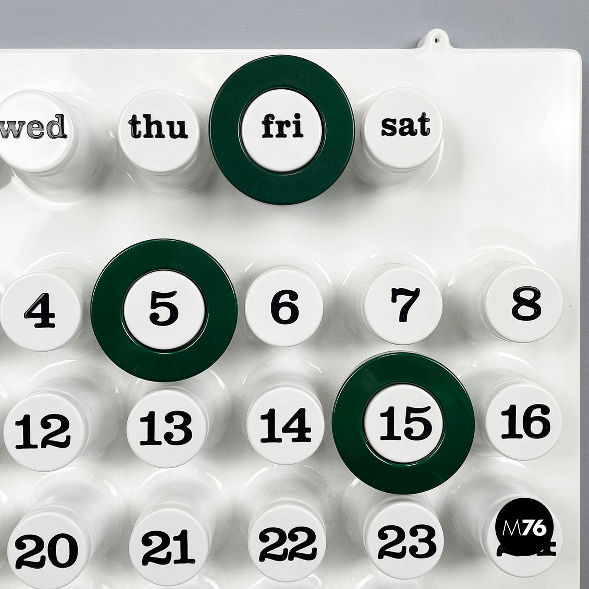 Forest green rings for the perpetual wall calendar by Ring A Date