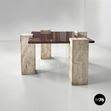 画像をギャラリービューアに読み込む, Red granite and travertine coffee table, 1970s