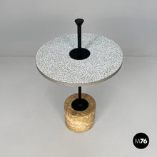 将图片加载到图库查看器,Coffee table in metal, formica and travertine, 1980s