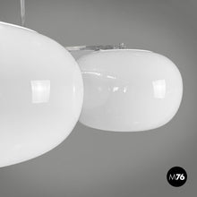 将图片加载到图库查看器,Opaline glass and metal chandelier, 1970s