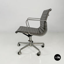 将图片加载到图库查看器,Dark grey leather office chair EA108 by Charles and Ray Eames for ICF, 1970s