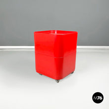 将图片加载到图库查看器,Red plastic modular chest of drawers by Anna Castelli for Kartell, 1970s