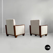 Load image into Gallery viewer, Armchairs in wood and grey velvet, 1930s
