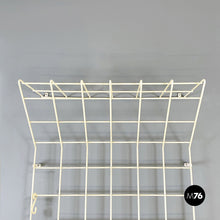 Load image into Gallery viewer, Wall coat hanger with hat stand in white metal rod, 1970s