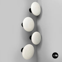 Load image into Gallery viewer, Wall lamps in opaline glass and black metal, 1950s