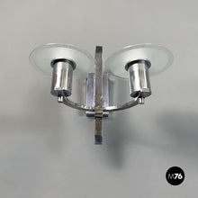 画像をギャラリービューアに読み込む, Double light appliques in metal and glass, 1920s