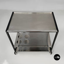 将图片加载到图库查看器,Cart in steel and black metal, 1980s