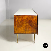 Charger l'image dans la galerie, Chest of drawers in wood, glass and brass, 1950s