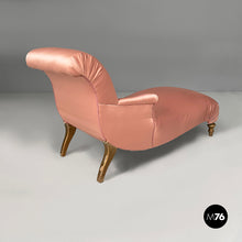 将图片加载到图库查看器,Chaise longue in pink satin and gilded wood, 1800s