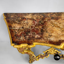 Load image into Gallery viewer, Console in gold wood with decorations, 1700s