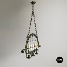 Charger l'image dans la galerie, Chandelier with eight lights in wrought iron, 1930s