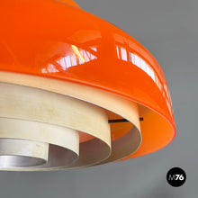 Carica l'immagine nel visualizzatore di Gallery, Chandelier in orange glass and white metal, 1970s